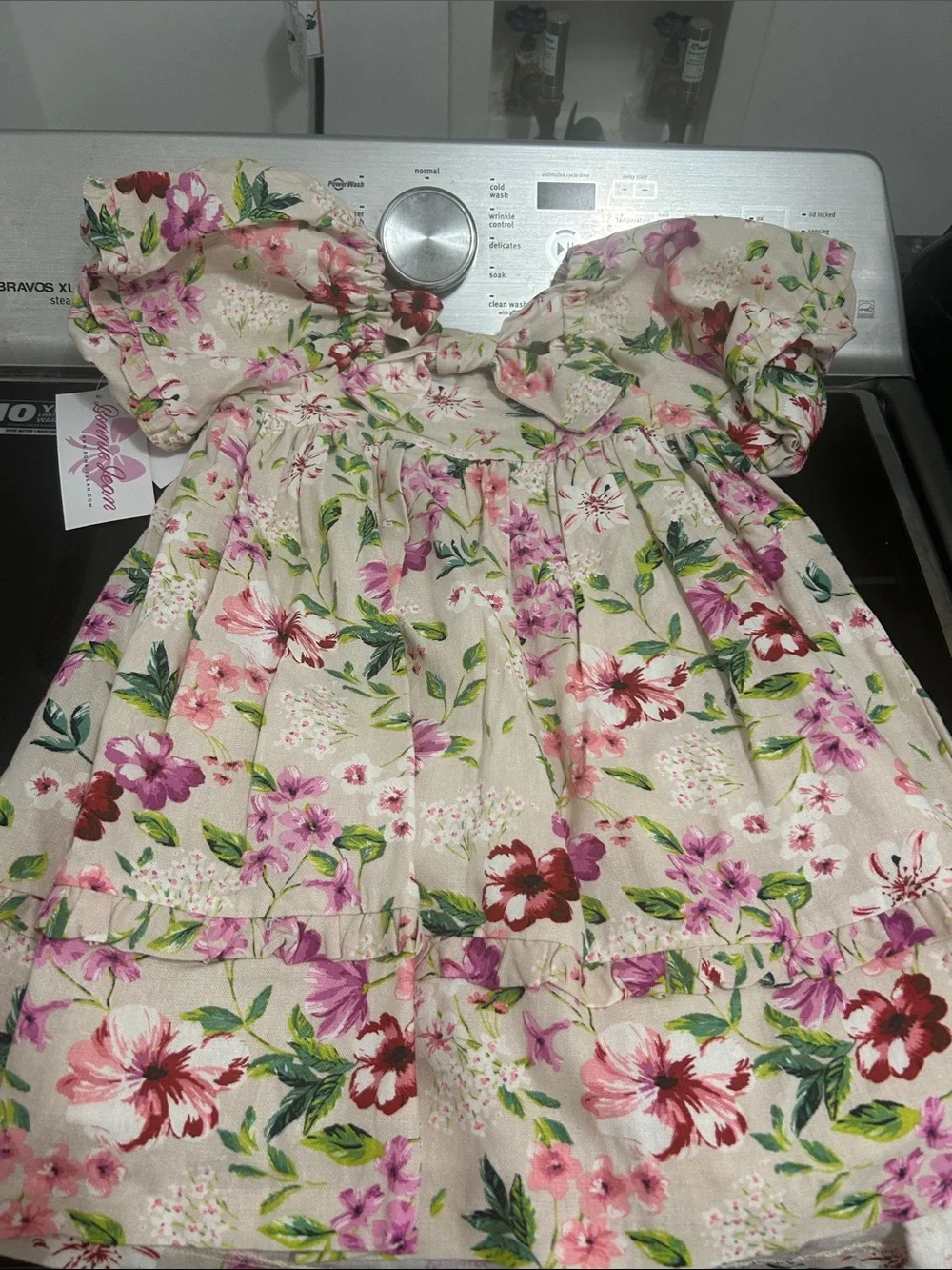 Girls size 4 new nwt floral flower dress new nwt lined heavy weight linen cotton